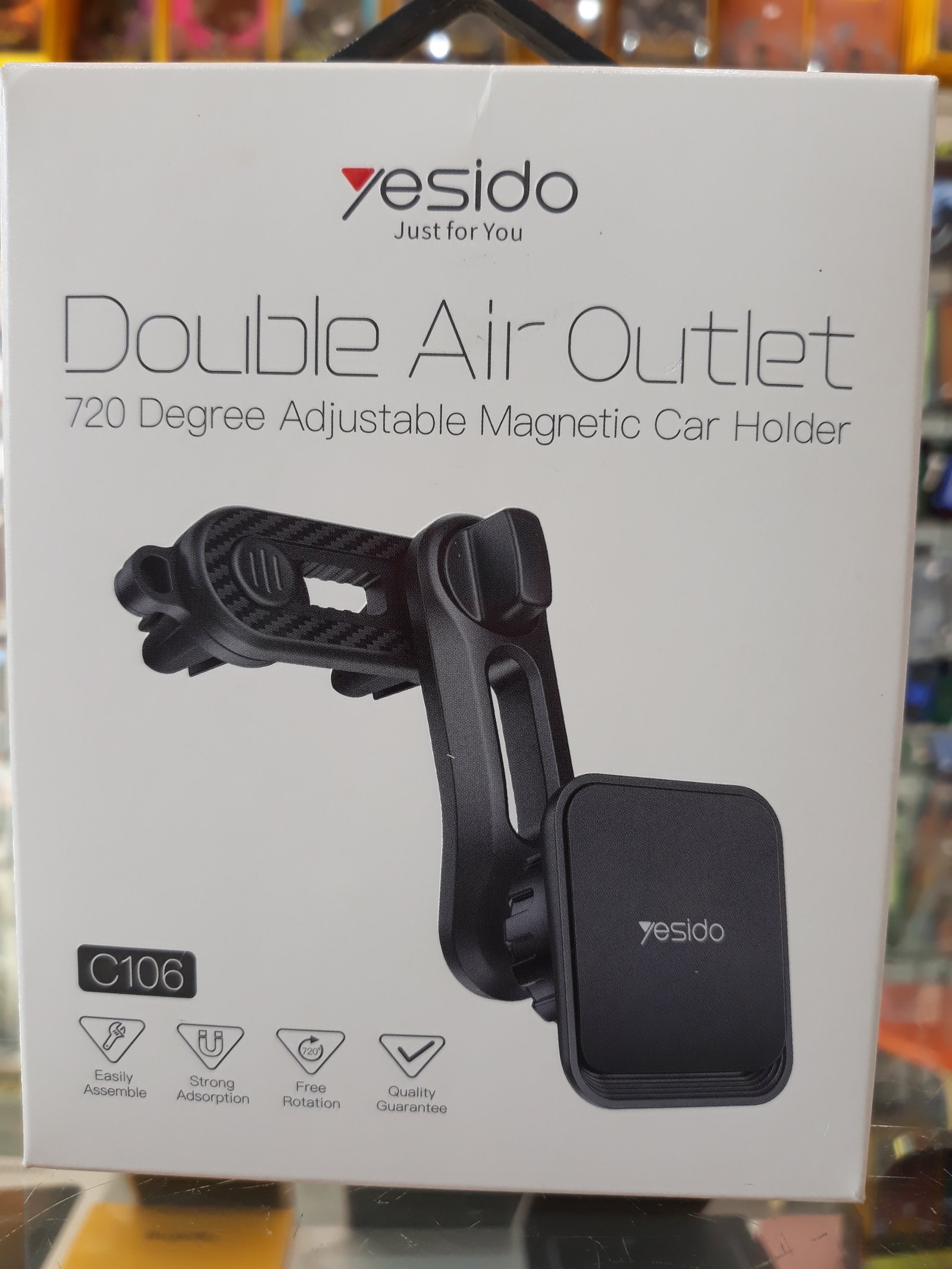 Double Air Outlet 720 degree adjustable magnetic Car Holder